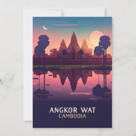 Angkor Wat Sunrise Cambodia Siem Reap Retro Card