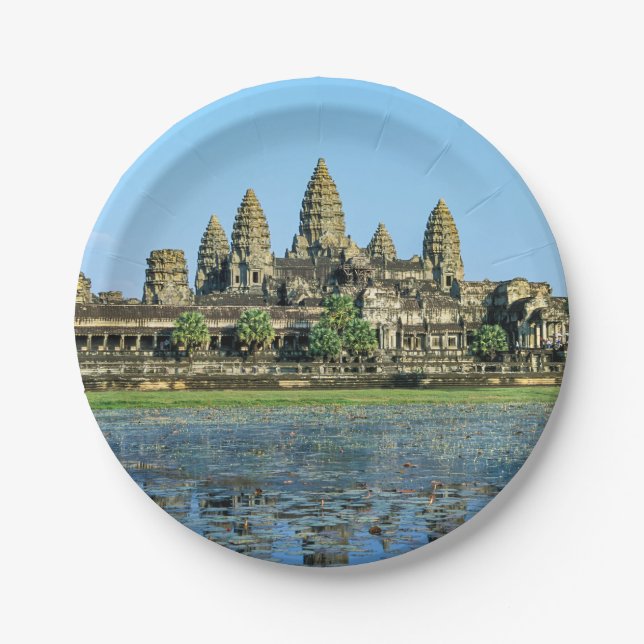 Angkor Wat und Reflexion im See - Kambodscha Pappteller (Vorderseite)