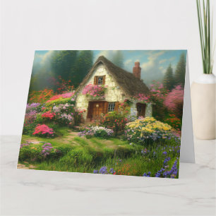 ANGLAIS COTTAGE BLANC GREETING CARTE