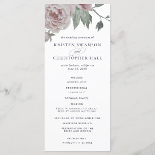 Anglais Garden Floral Wedding Programme