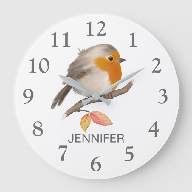 Anglais Robin Bird Grande horloge (Recto)