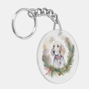 Anglais Setter Christmas Wreath Festive Pup