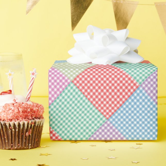 Angled Gingham Patchwork Geschenkpapier (Geburtstagsparty)