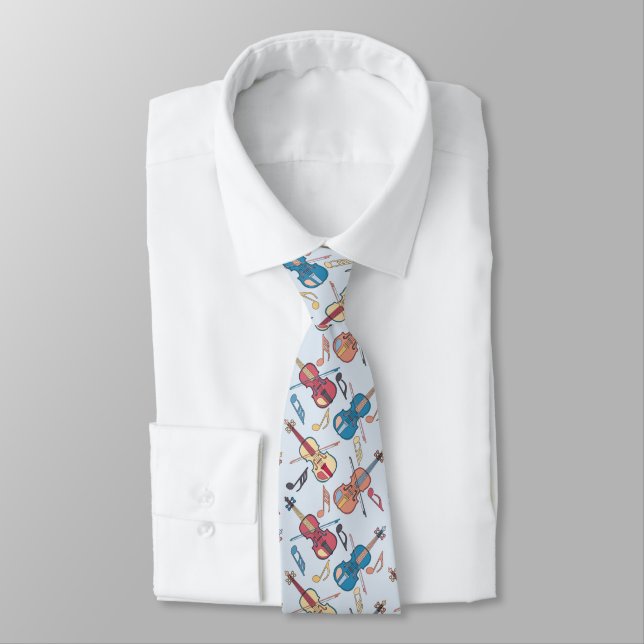 Angled Violins Musiknotens Neck Tie Krawatte (Gebunden)
