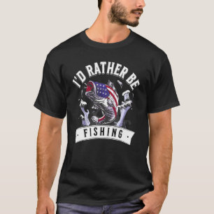 Angler Amerikanische Flagge Ich Würde Lieber Fisch T-Shirt