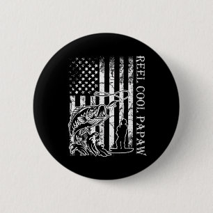 Angler Angelrute Cool Papaw Amerikanische Flagge V Button