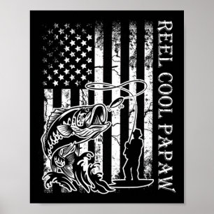 Angler Angelrute Cool Papaw Amerikanische Flagge V Poster