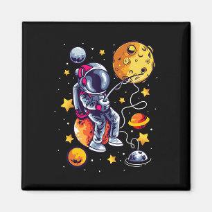 Angler Astronaut Im Weltraum Planeten Galaxie Fisc Magnet