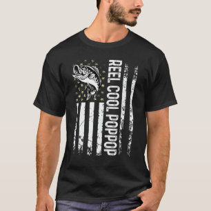 Angler-Fisch-US-Flaggen-Rolle Cool Poppop Für Papa T-Shirt