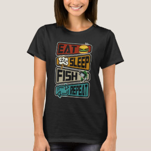 Angler Fischen Essen Schlafen Fisch Wiederholen An T-Shirt