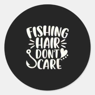 Angler fischt Haare, ist egal lustig Angeln Runder Aufkleber