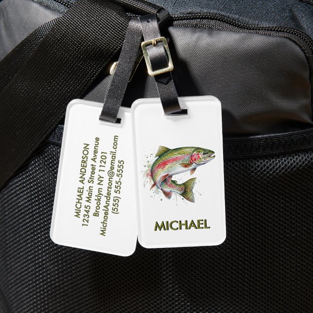Angler-Gepäckanhänger – Regenbogenforellendesign   Gepäckanhänger (Von Creator hochgeladen)