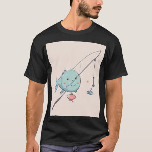 Angler Geschenk Süße Kawaii Angelrute Fisch Ro T-Shirt