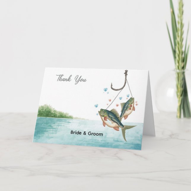 Angler-Hochzeit Aquarell-Dankeskarten Dankeskarte (Vorderseite)