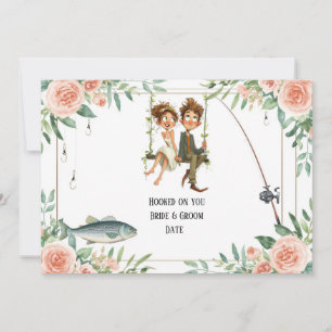 Angler-Hochzeit mit Rute und Blumen Einladung