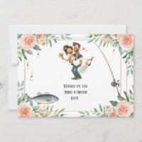 Angler-Hochzeit mit Rute und Blumen
