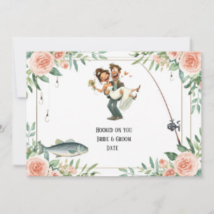 Angler-Hochzeit mit Rute und Blumen Einladung