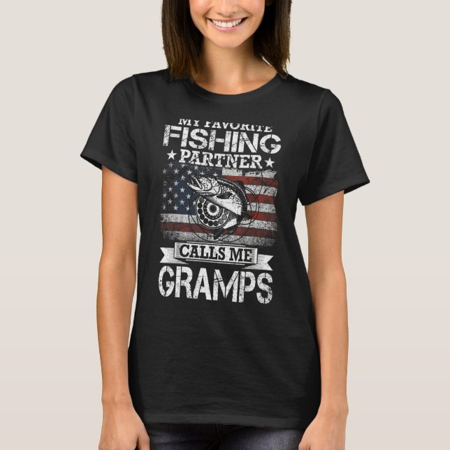 Angler I mein Lieblings-Angelpartner ruft mich Gra T-Shirt (Vorderseite)