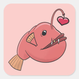 Angler in Liebe Quadratischer Aufkleber