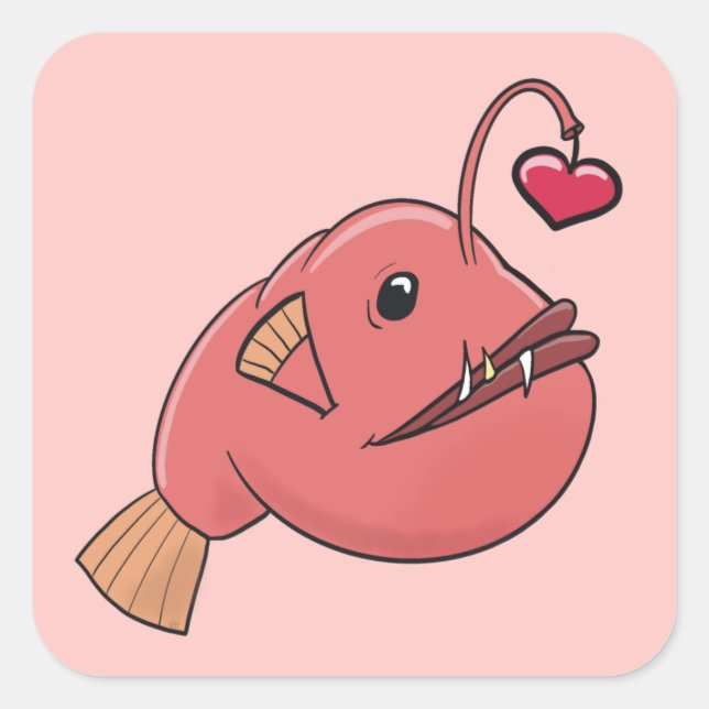 Angler in Liebe Quadratischer Aufkleber (Vorderseite)