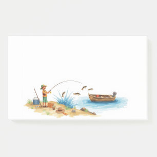 Angler & Lake Scene - Angler & Lake Scene Post-it Klebezettel