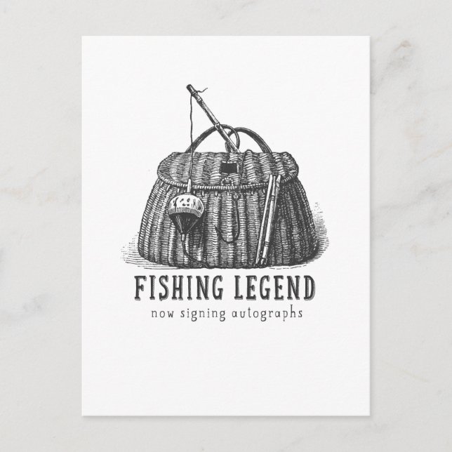 Angler-Legende Vintage-Köderbox Postkarte (Vorderseite)