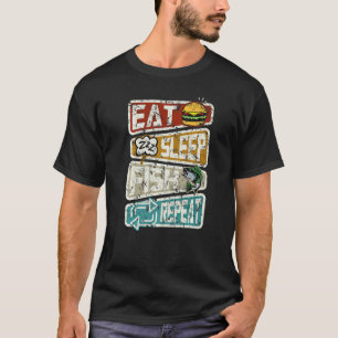 Angler Lustig Angeln Essen Schlafen Fisch Wiederho T-Shirt