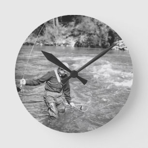 Angler Runde Wanduhr