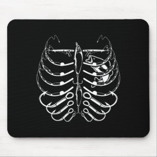 Angler-Ruten-Skelett-Truhe mit Angelködern für Män Mousepad