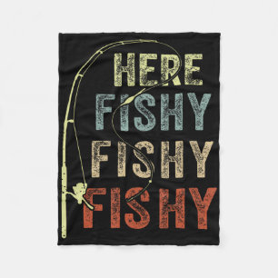 Angler-Shirt Here-fishy Lustig Vater Papa Angeln Fleecedecke