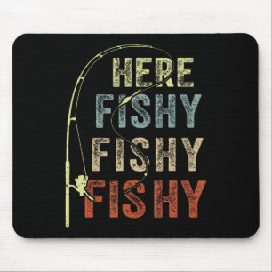 Angler-Shirt Here-fishy Lustiger Vater Dad Angeln Mousepad