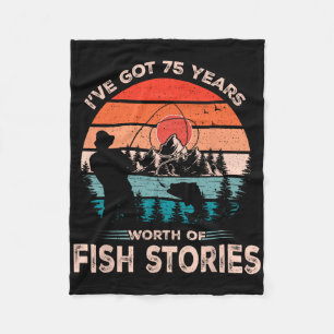 Angler-Shirts für Männer 75 Jahre alt 75. Geburtst Fleecedecke