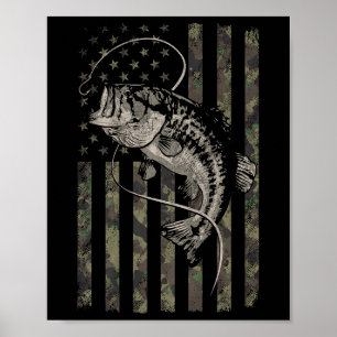 Angler-Tarnmuster Amerikanische Flagge B Fisch (De Poster