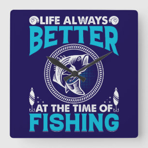 Angler-Thema Quadratische Wanduhr
