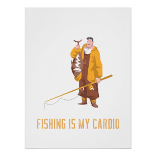 Angler Wandkunst   Cartoon Bass Fischfang Poster