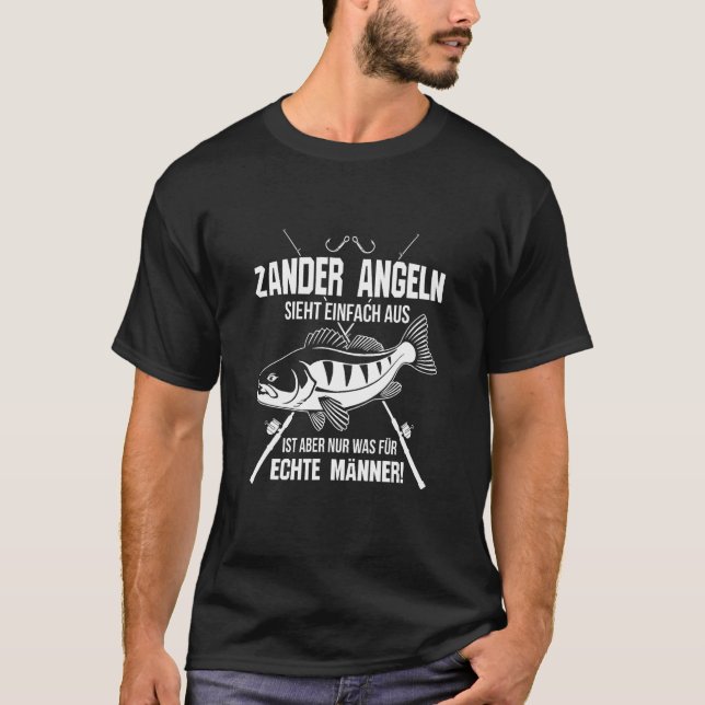Angler zander fishing looks simply like fishermen T-Shirt (Vorderseite)