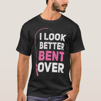 Anglerin Ich sehe besser gebückt über der Angelrut T-Shirt