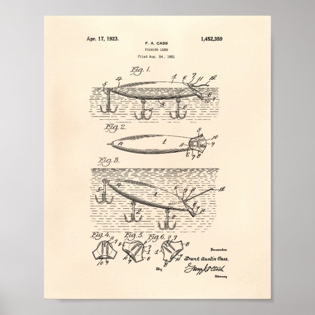 Anglerköder 1923 Patent Kunst Alte Pepper Poster (Vorne)