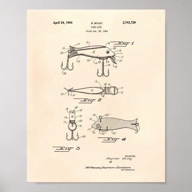 Anglerköder 1956 Patent Kunst Alte Pepper Poster (Vorne)