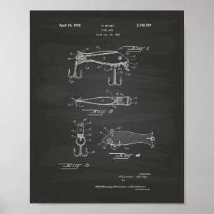 Anglerköder 1956 Patent Kunst Kreidetafel Poster
