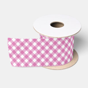 Anglerrosa und Weißer Gingham Satinband