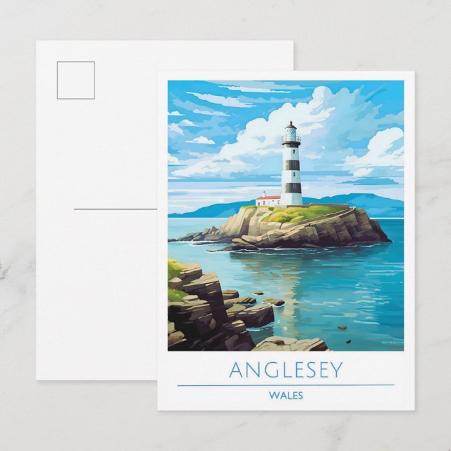 Anglesey Wales Vintage Travel Postkarte (Vorne/Hinten)