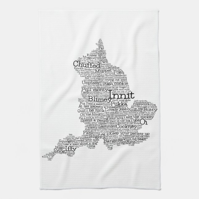 Angleterre Slang British Word Art Map Serviette de (Vertical)