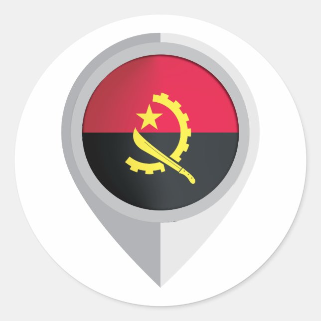 Angola Button Location Flag Runder Aufkleber (Vorderseite)