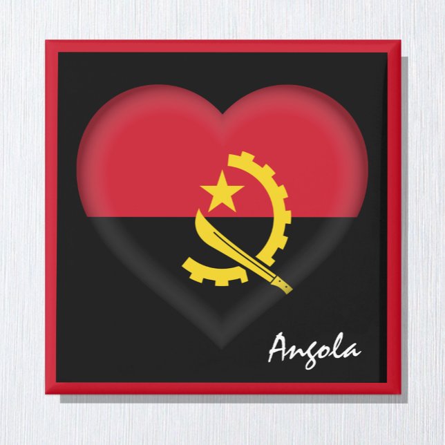 Angola flag & Angolan Heart, Africa holiday /sport Magnet (Von Creator hochgeladen)