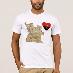 Angola Flag Herz und Karte T - Shirt