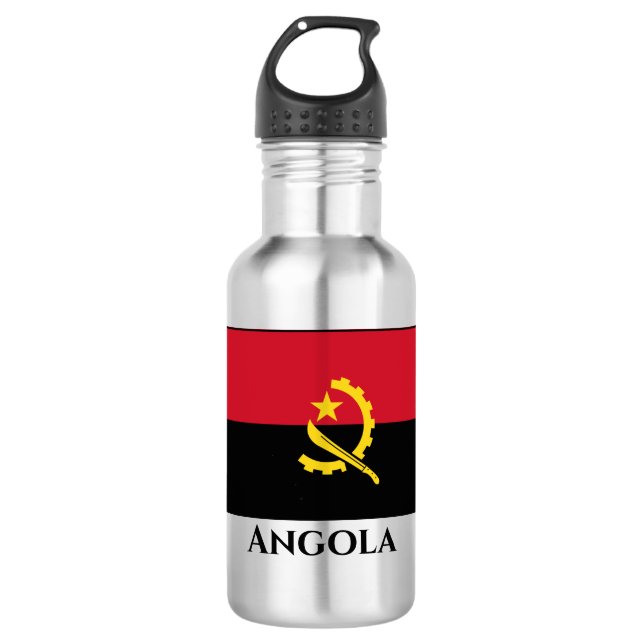 Angola-Flagge Edelstahlflasche (Vorderseite)
