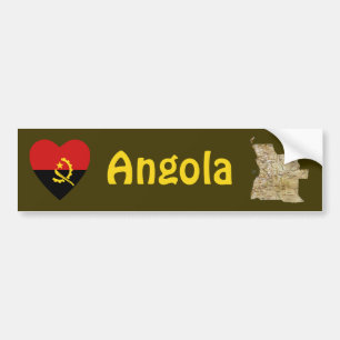 Angola-Flagge Herz + Karte Aufkleber Autoaufkleber