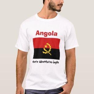 Angola-Flagge + Karte + Text-T - Shirt