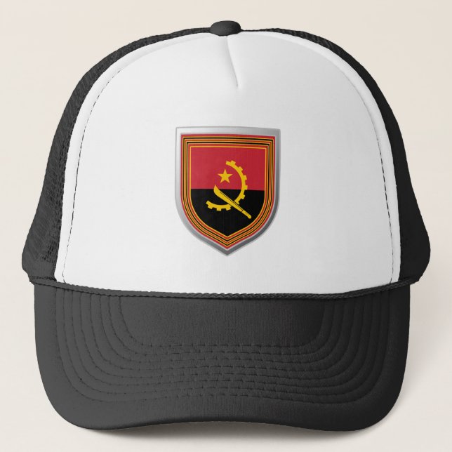 Angola-Flaggenschild Truckerkappe (Vorderseite)